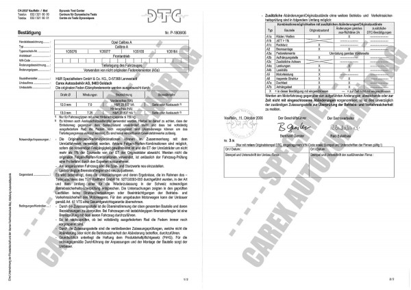 DTC-Gutachten P-1808/06 zu Federn
