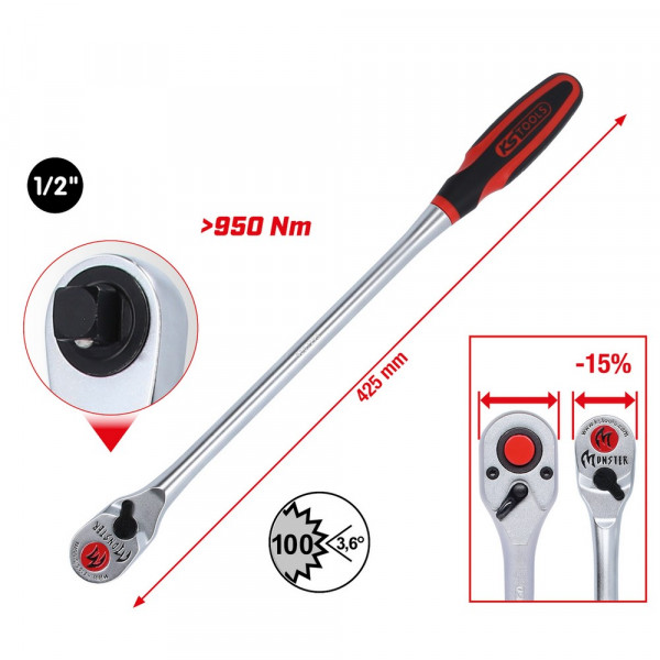 KS TOOLS 1/2" Monster Umschaltknarre, lang,