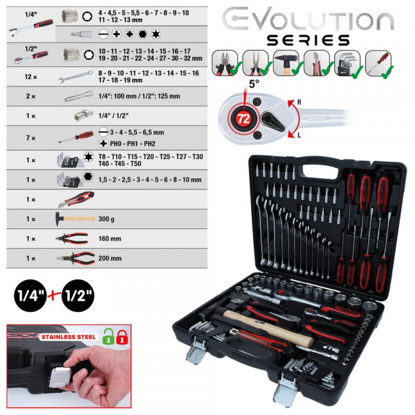 KS TOOLS 1/4"+1/2" Universal-Werkzeug-Satz,