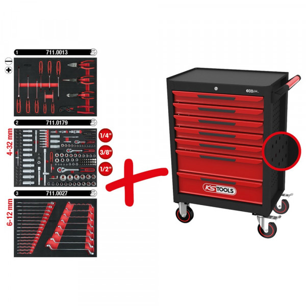 KS TOOLS ECOline SCHWARZ/ROT Werkstattwagen
