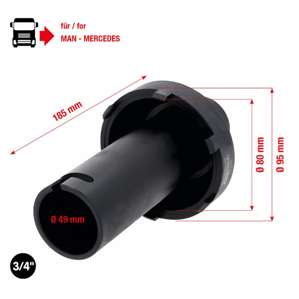 KS TOOLS 3/4&quot; Nutmuttern-Schlüssel mit 6