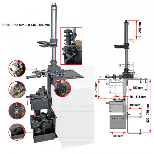 KS TOOLS Universal-McPherson Federspanner mit