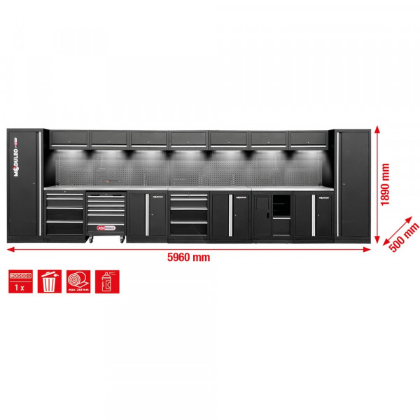 KS TOOLS Werkstatt-Schranksystem, gerade, 5960 x