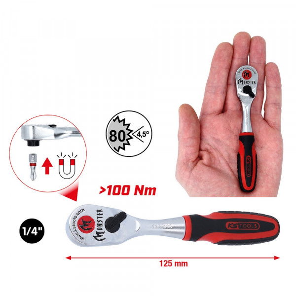 KS TOOLS 1/4" Monster Bit-Umschaltknarre,