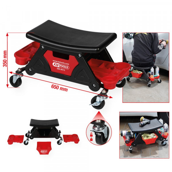 KS TOOLS Fahrbarer Hocker, L650xH350mm