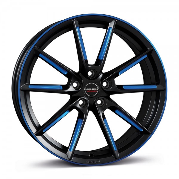 Borbet LX Felge Black Matt Spoke Rim Blue Polished
