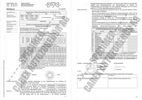 DTC-Gutachten P-937/03 zu DR-Set