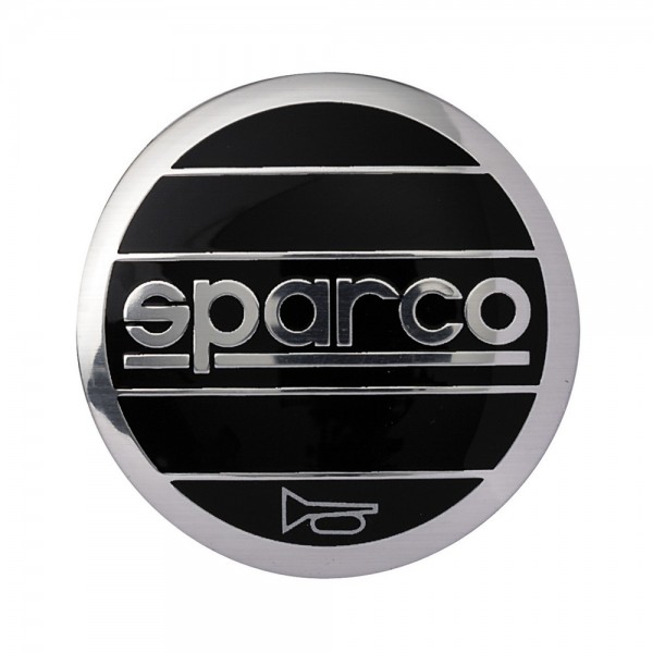 SPARCO Hupknopf Emblem 40mm Black-Chrom