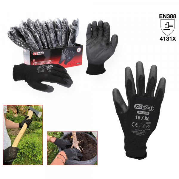 KS TOOLS Mikro-Feinstrickhandschuhe, schwarz,
