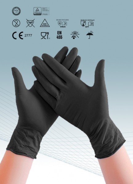 SETINO Nitril Handschuhe, schwarz, puderfrei