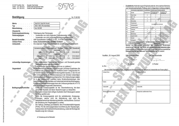 DTC-Gutachten P-391/00 zu Cup-Kit-Fw.