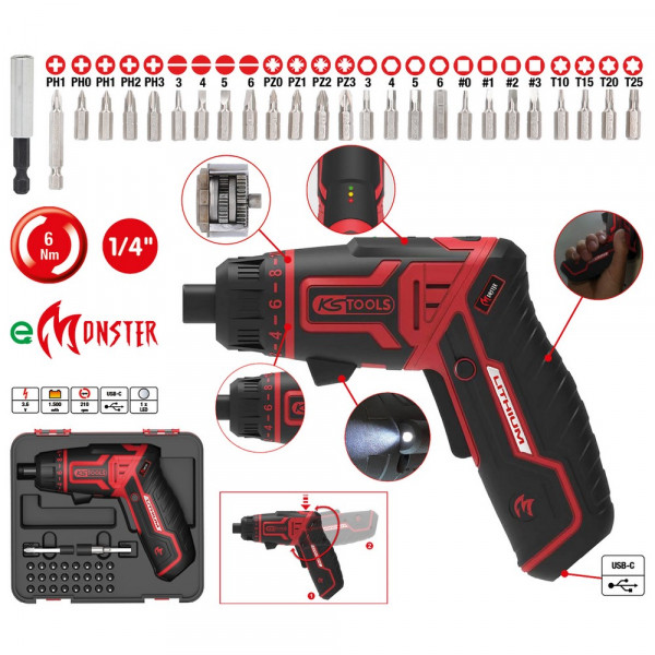 KS TOOLS eMONSTER 1/4" Bit-Schrauber