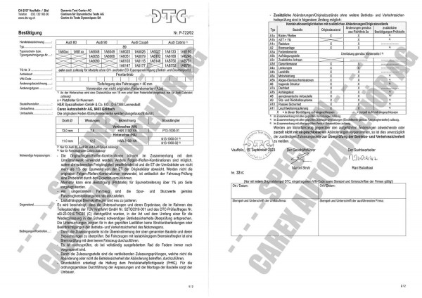 DTC-Gutachten P-722/02 zu Cup-Kit-Fahwerk