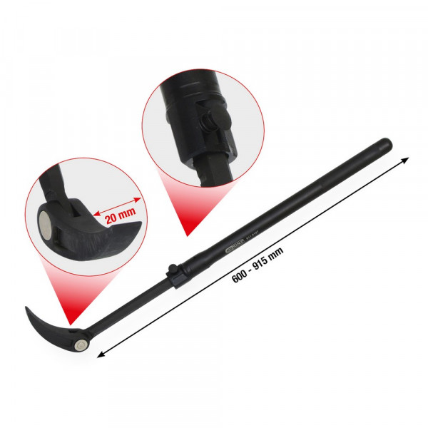 KS TOOLS Teleskop Gelenk-Rollkopf-Hebeleisen,