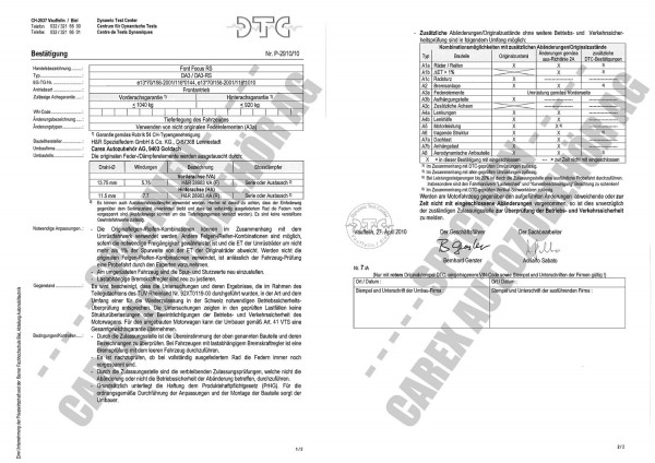 DTC-Gutachten P-2910/10 zu Federn