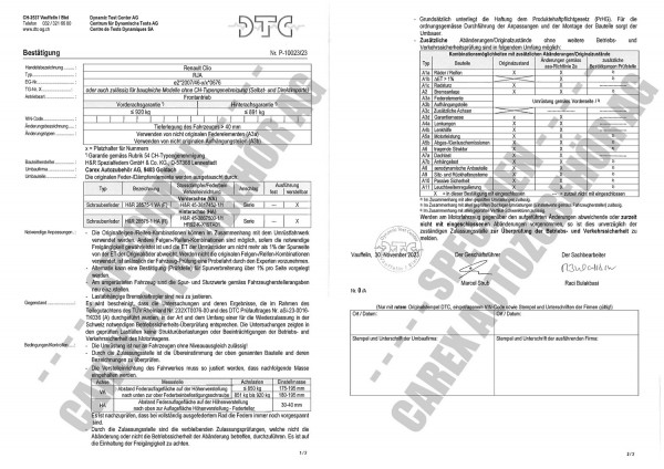DTC-Gutachten P-10023/23 zu Gewindefahrwerk