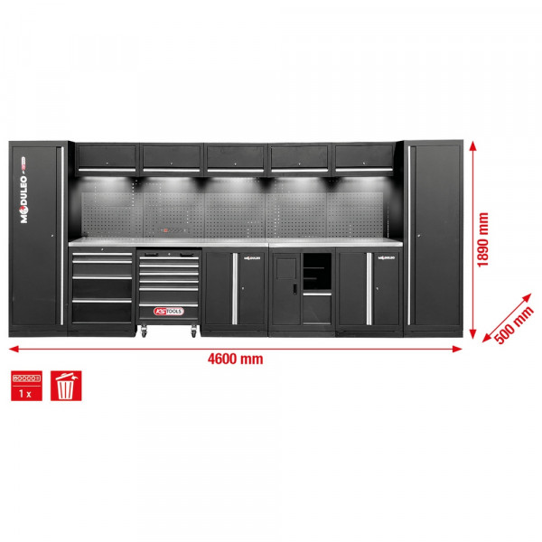 KS TOOLS Werkstatt-Schranksystem, gerade, 4600 x