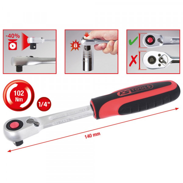 KS TOOLS 1/4" SlimPOWER Umschaltknarre,72