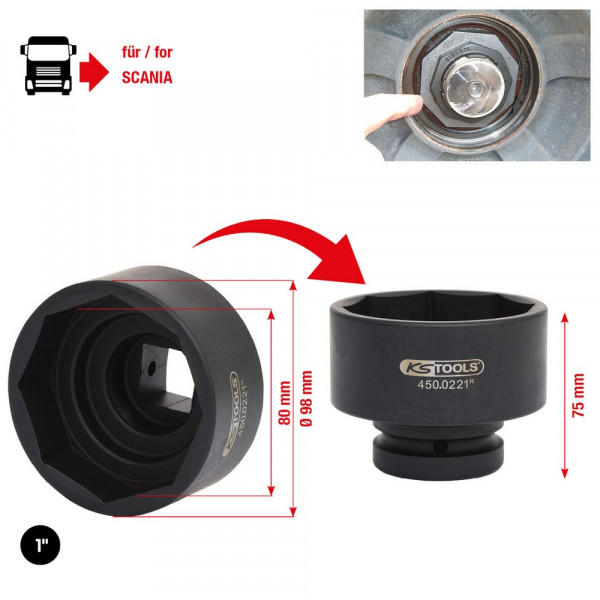 KS TOOLS 1&quot;Achsmuttern-Schlüssel für Scania