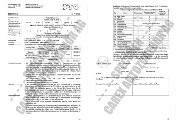 DTC-Gutachten P-401/00 zu Cup-Kit-Fw.