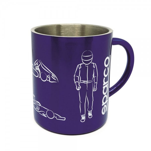 SPARCO Doppelkammer Tasse aus Edelstahl blau