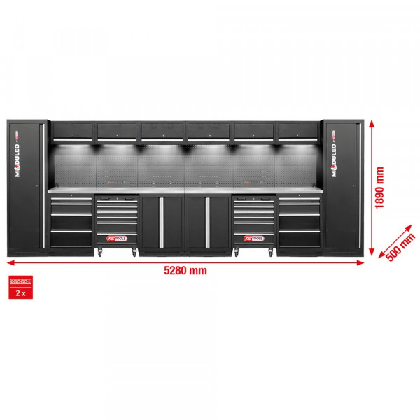 KS TOOLS Werkstatt-Schranksystem, gerade, 5280 x