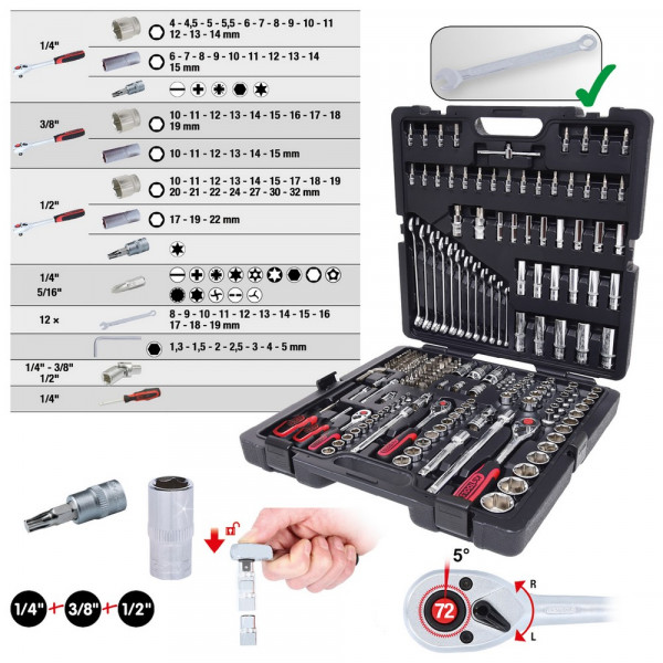KS TOOLS 1/4&quot;+3/8&quot;+1/2&quot; CHROMEplus