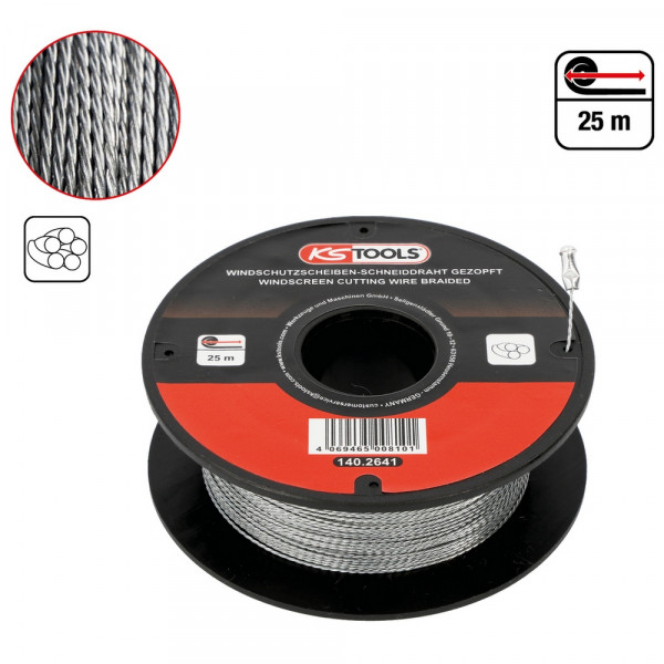 KS TOOLS Scheiben-Schneiddraht, gezopft, 25 m