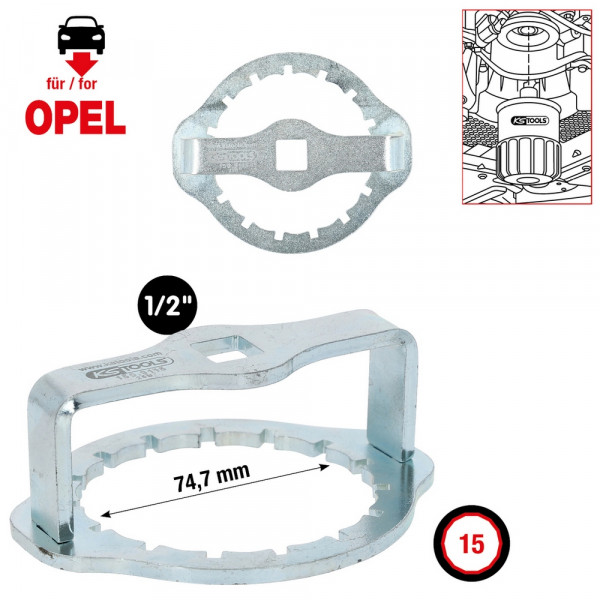 KS TOOLS 1/2&quot; Ölfilterschlüssel Ø 74 mm / 15