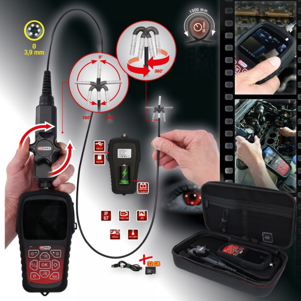 KS TOOLS HD-Videoskop-Satz mit Ø 3,9 mm 180°