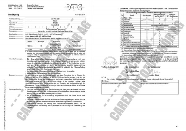 DTC-Gutachten P-3172/10 zu Federn