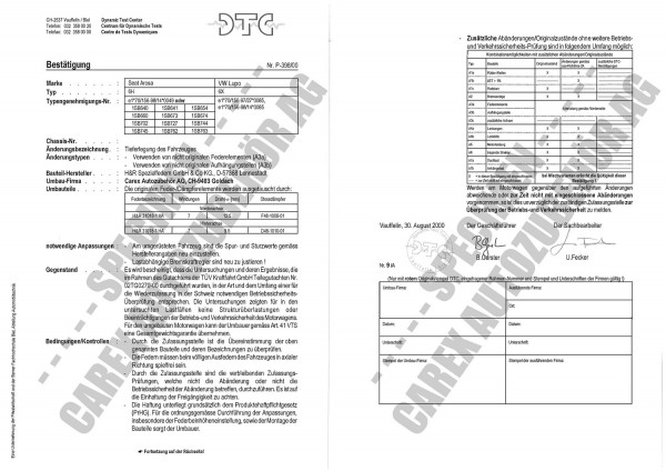 DTC-Gutachten P-398/00 zu Cup-Kit-Fw.