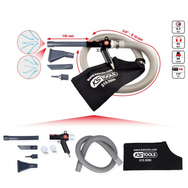 KS TOOLS Druckluft-Saug-Blaspistole, 145mm