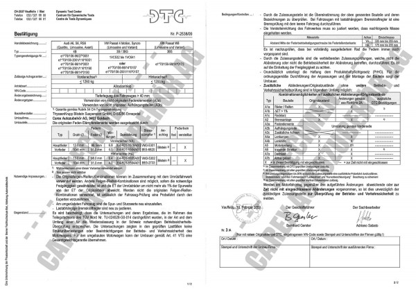 DTC-Gutachten P-2538/09 zu BI-GFW. B14+B16