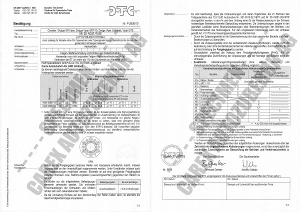 DTC-Gutachten P-2908/10 zu DR-Set