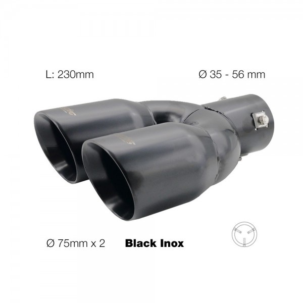 SIMONI RACING Endrohrblende 2x75mm rund schwarz