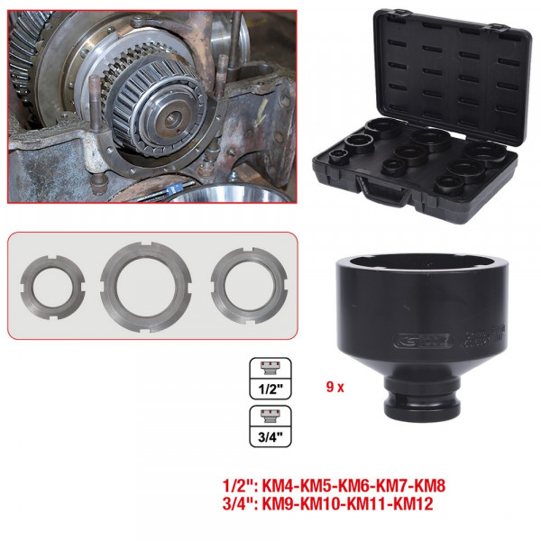 KS TOOLS Nutmuttern-Schlüssel-Satz, Zapfen