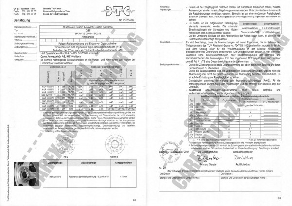 DTC-Gutachten P-2154/07 zu DR-Set (D=150mm)