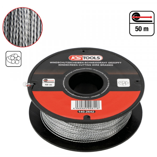 KS TOOLS Scheiben-Schneiddraht, gezopft, 50 m