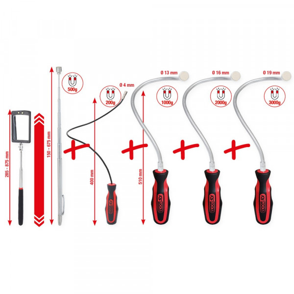 KS TOOLS Flexibler und Teleskop-Magnethalter